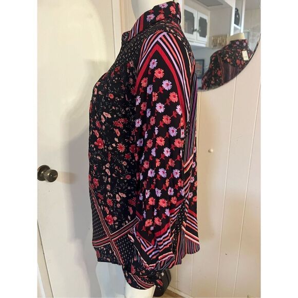 NWT $128 Free People Hazel Blouse in Black & Multi Size S - Picture 7 of 10